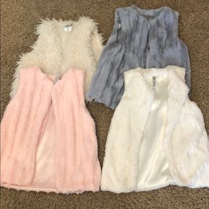 Girls Faux Fur Vests!! Selling all four together!